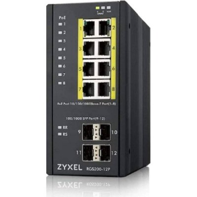 TRENDNET  12port hardened industr gigabit poe layer 2 mngd din-rail switch noir