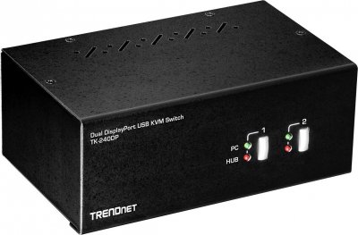 TRENDNET  2-port display port kvm switch dual monitor noir