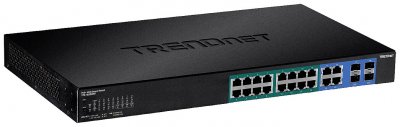 TRENDNET  20-port gb web smart poe+ switch w/ 2 sh sfp slots noir
