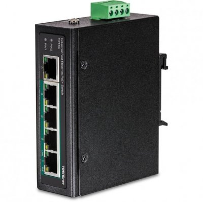TRENDNET  5 Port Fast Power Over Ethernet+ Din Rail Switch Noir