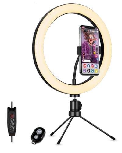 MUVIT Tr&eacute;pied de table pour smartphone  Ring Light 10"" Noir