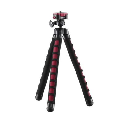 MANTONA Tr&eacute;pied sp&eacute;cial  Flex 1-4 pouce Hauteur de travail=10 - 27 cm rouge pour smartphones et GoPro