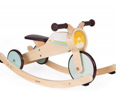 JANOD Tricycle &agrave; Bascule Evolutive - Tricycle en Bois - D&egrave;s 12 mois