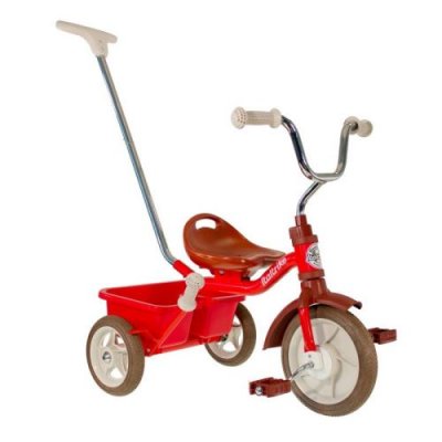 ITALTRIKE Tricycle rouge avec canne et benne