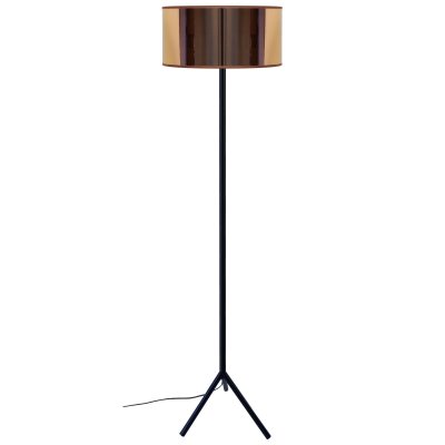 TOSEL TRIDENT A - Lampadaire droit m&eacute;tal noir et cuivre