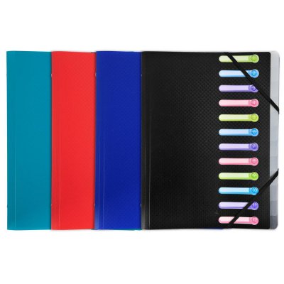 EXACOMPTA Trieur 12 Compartiments 3 Rabats + Pochette Int&eacute;rieure Couleurs Assorties - 