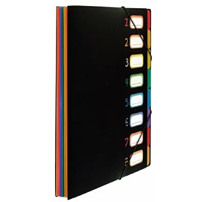 VIQUEL Trieur RAINBOW 8 compartiments &agrave; soufflet en polypro 5/10, noir.