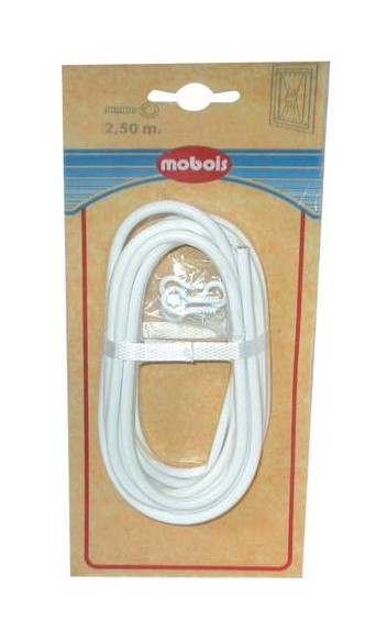 Tringle ressort gain&eacute;e - blanc - 2.5 m + pitons - Mobois