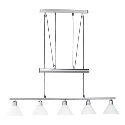 TRIO  Stamina Plafonnier Suspendu Moderne &Agrave; 5 Lumi&egrave;res, Nickel Mat