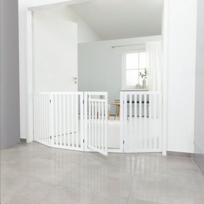 TRIXIE  Barriere avec porte - 60 / 160 x 81 cm - Blanc - Pour chien