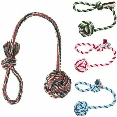 TRIXIE  Corde de jeu avec balle - Diam 7 cm/50 cm- Couleur assortie