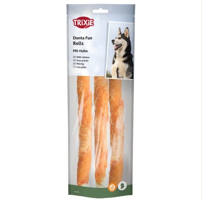 TRIXIE  Denta Fun Rouleaux de Poulet 28 cm 3 x 250 gr