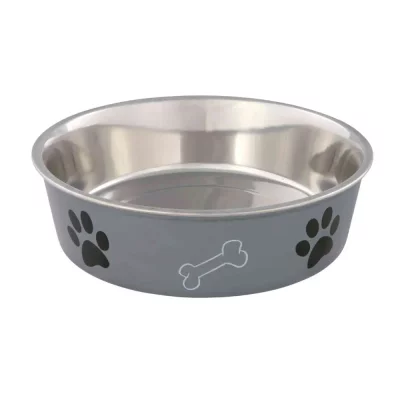 TRIXIE  Ecuelle en Acier Inox Enduit Plastique Externe 2,0 l / 23 cm
