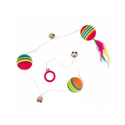 TRIXIE  Rainbow Balls On An Elastic Band 80 Cm Multicolore