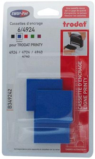 TRODAT  - Cassette Ref 6/4924 Encre Bleu - Blister De 3