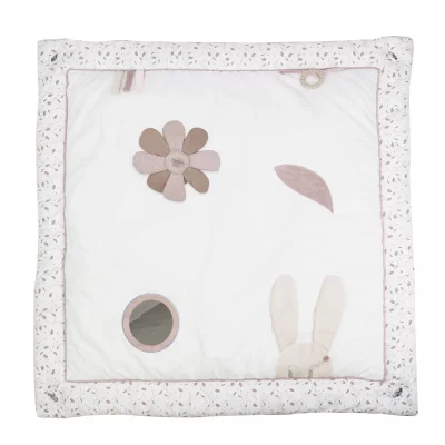 TROIS KILOS SEPT  - Tapis D'&eacute;veil 100x100 Cm Rose Et Lili Blanc