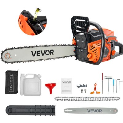 VEVOR Tron&ccedil;onneuse &agrave; Essence 455 mm--Tron&ccedil;onneuse Thermique 52 cc-18 kW-Double R&eacute;servoir de Carburant