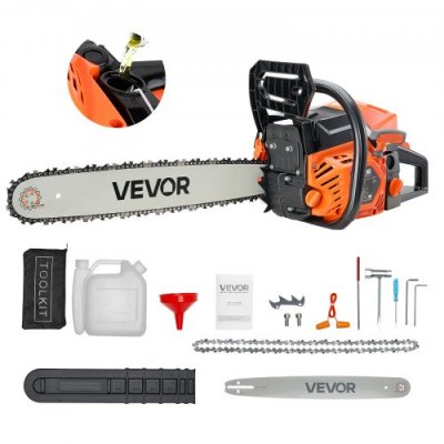 VEVOR Tron&ccedil;onneuse Thermique 50,8cm 62cc Avec Poign&eacute;e Antid&eacute;rapante R&eacute;servoir de Carburant