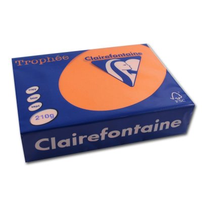 CLAIREFONTAINE Troph&eacute;e Ramette 250 Feuilles Papier 210g A4 210x297 mm Certifi&eacute; FSC orange vif
