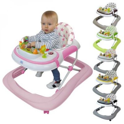 MONSIEUR BEBE Trotteur b&eacute;b&eacute; &eacute;volutif musical pliable r&eacute;glable en hauteur - Rose