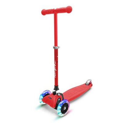  Trottinette - ONE - pour enfants de 3 &agrave; 6 ans - roues avec LED - pliable - rouge