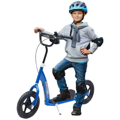 HOMCOM Trottinette patinette poign&eacute;e frein b&eacute;quille guidon r&eacute;glable acier