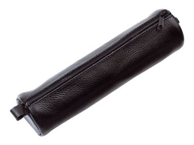 ALASSIO Trousse ronde en cuir Juscha - 21 x 6 cm - noir