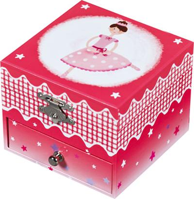 TROUSSELIER  - Boite &agrave; bijoux musicale cube Ballerine rose