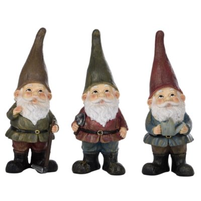 True To Nature - Nain de jardin assortis en r&eacute;sine (Lot de 3) 28 cm