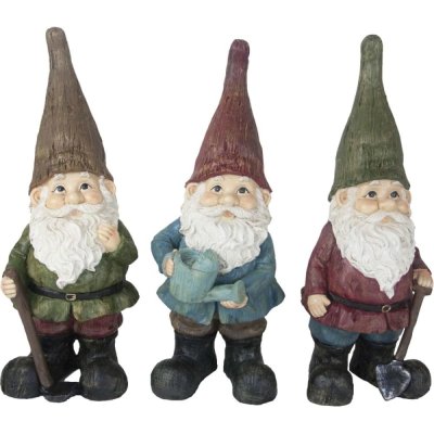 True To Nature - Nain de jardin assortis en r&eacute;sine (Lot de 3) 45 cm