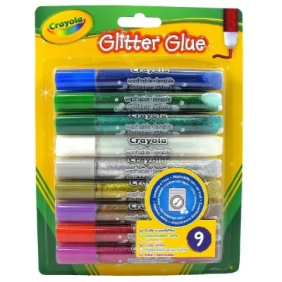 CRAYOLA Tubes De Colle Glitter Glue  - Les 9 Tubes