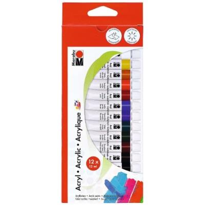 GENERIQUE Tubes peinture acrylique - 12 ml - 12 pcs - Marabu - couleur variant