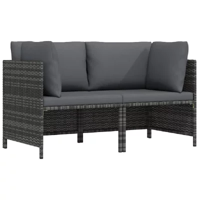 VIDAXL Tuinbank 2-zits met kussens poly rattan grijs313498