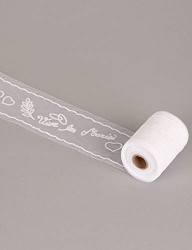 LE GéANT DE LA FêTE Tulle Vive les mari&eacute;s 8 cm x 10 m-blanc