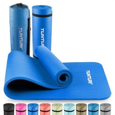 TUNTURI  tapis de fitness avec sac de transport 180 cm bleu