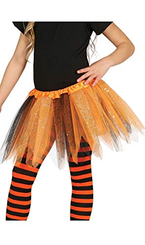 Tutu bicolore noir et orange &agrave; paillettes fille