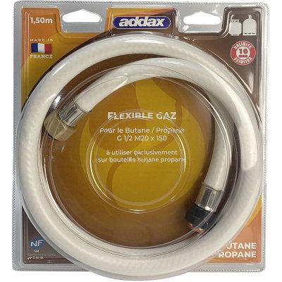 ADDAX Tuyau &agrave; gaz flexible 150 cm avec embouts viss&eacute;s avec packaging