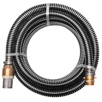 VIDAXL Tuyau d'aspiration avec raccords en laiton 10 m 25 mm Noir