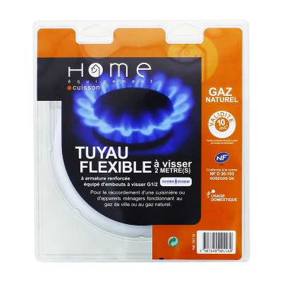 HOME EQUIPEMENT Tuyau gaz naturel 2m validit&eacute; 10 ans pour cuisiniere et plaque de cuisson 90116 pour cuisini&egrave;re