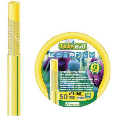 RIBIMEX Tuyau TUBIROLL anti-vissage 4 couches jaune, 50 m diam&egrave;tre 19 mm