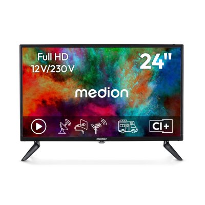 MEDION TV LED 24"" (60 cm) - MD824000 - Full HD 1980x1080 - adaptateur voiture 12V - 1xHDMI - 1xUSB