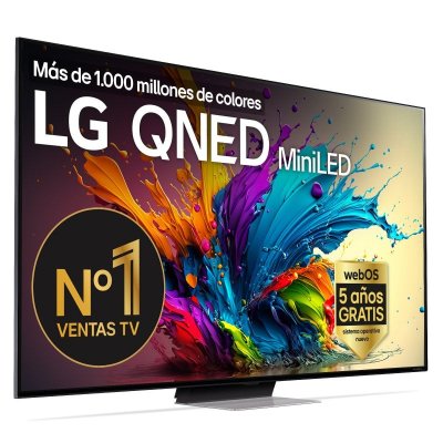 LG TV Mini LED  86QNED91T 217 cm 4K UHD Noir Bleu et Argent 