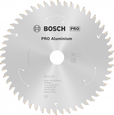 BOSCH Type de lame de scie circulaire pour l'aluminium, 160x1.8 / 1.3x20, 52 dents - 