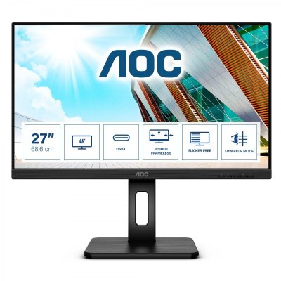 AOC U27p2ca 27 pouces led 4k uhd 2160p 60 hz plat noir