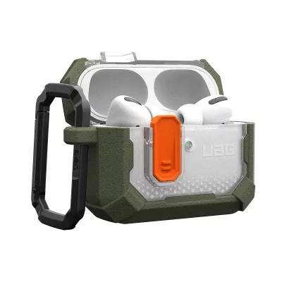 URBAN ARMOR GEAR UAG Coque pour Boitier AirPods Pro 3 2025 Collection Plasma avec Mousqueton Vert olive