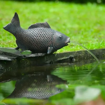 UBBINK  - Fontaine de jardin &agrave; cracheur Poisson bronze and anthracite