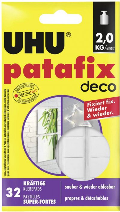 UHU  - Pastilles adh&eacute;sives patafix homedeco, d&eacute;tachable, blanc