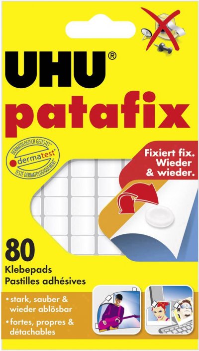 UHU  Patafix Lot de 80 pastilles adh&eacute;sives amovibles Blanc