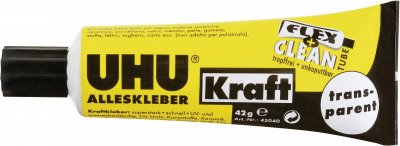 UHU   colle forte universelle flex + clean, transparent, 42 g, noir