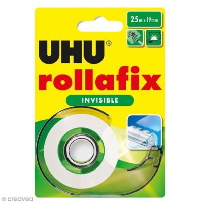 UHU   ruban adh&eacute;sif rollafix avec d&eacute;vidoir, invisible noir